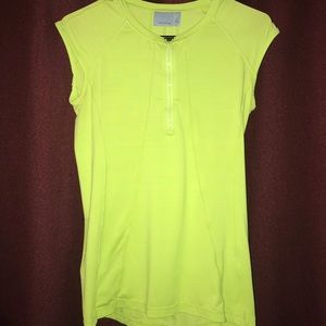 Athleta short sleeve half zip lime green top